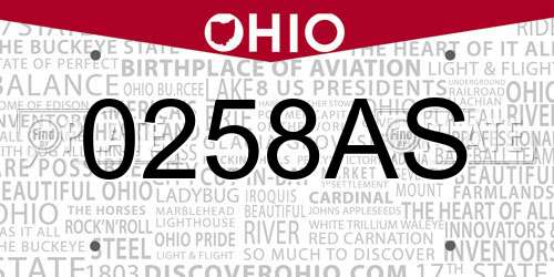 0258AS Ohio License Plate