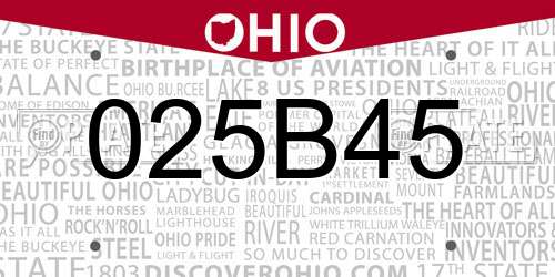 025B45 Ohio License Plate