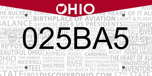 025BA5 Ohio License Plate