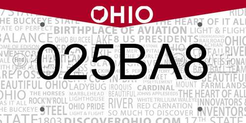 025BA8 Ohio License Plate