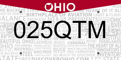 025QTM Ohio License Plate