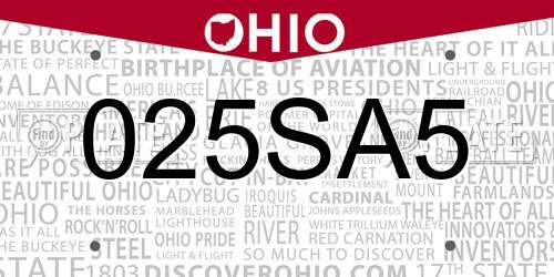 025SA5 Ohio License Plate