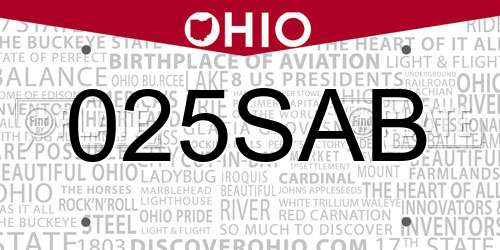 025SAB Ohio License Plate