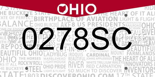 0278SC Ohio License Plate