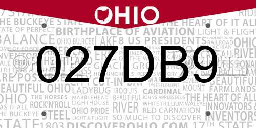 027DB9 Ohio License Plate
