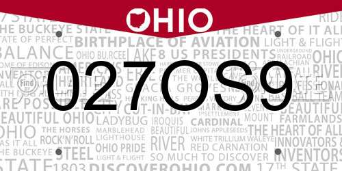 027OS9 Ohio License Plate