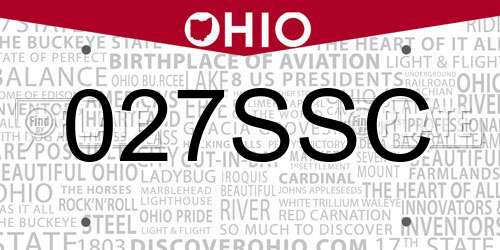 027SSC Ohio License Plate