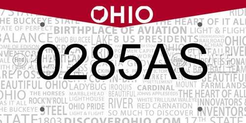 0285AS Ohio License Plate