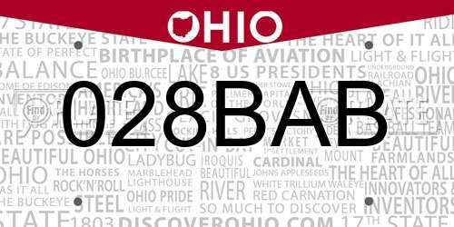 028BAB Ohio License Plate
