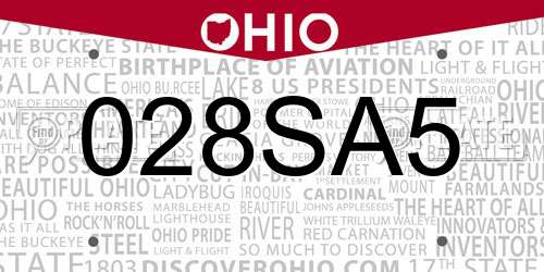 028SA5 Ohio License Plate