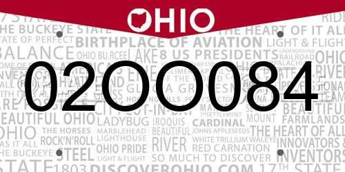 02OO084 Ohio License Plate