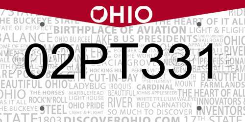 02PT331 Ohio License Plate