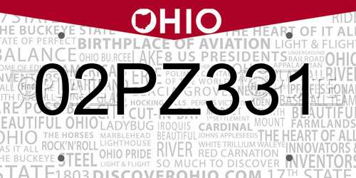 02PZ331 Ohio License Plate