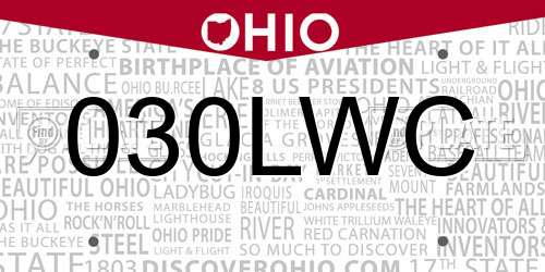 030LWC Ohio License Plate