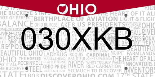 030XKB Ohio License Plate