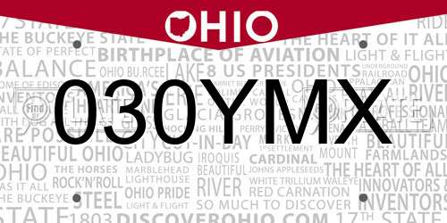 030YMX Ohio License Plate