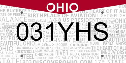 031YHS Ohio License Plate