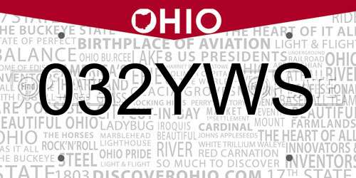 032YWS Ohio License Plate