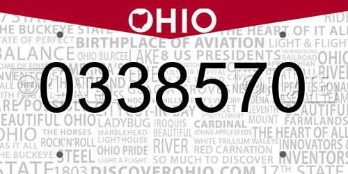 0338570 Ohio License Plate