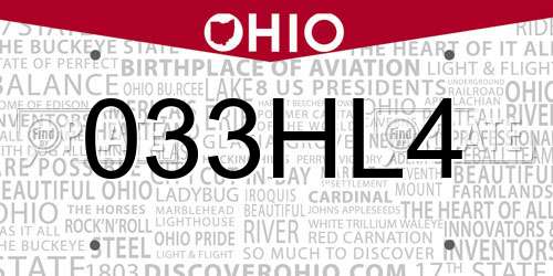 033HL4 Ohio License Plate
