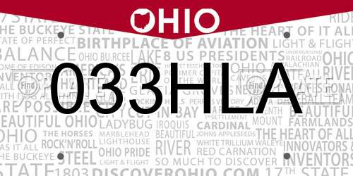 033HLA Ohio License Plate