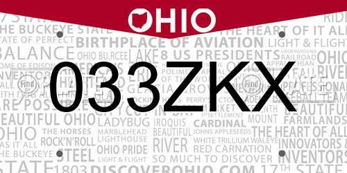 033ZKX Ohio License Plate
