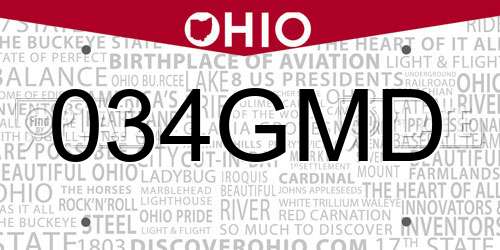 034GMD Ohio License Plate