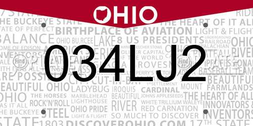 034LJ2 Ohio License Plate