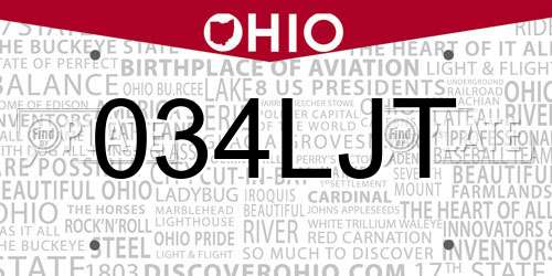 034LJT Ohio License Plate