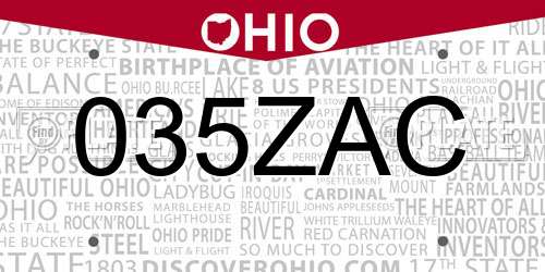 035ZAC Ohio License Plate