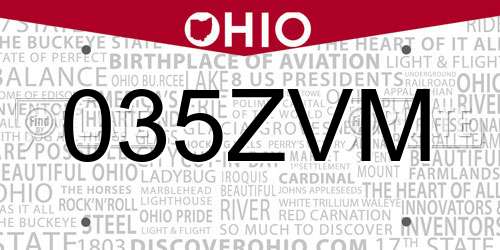 035ZVM Ohio License Plate