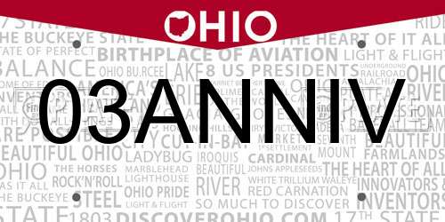 03ANNIV Ohio License Plate