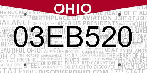 03EB520 Ohio License Plate