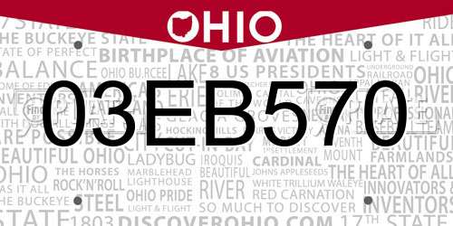03EB570 Ohio License Plate