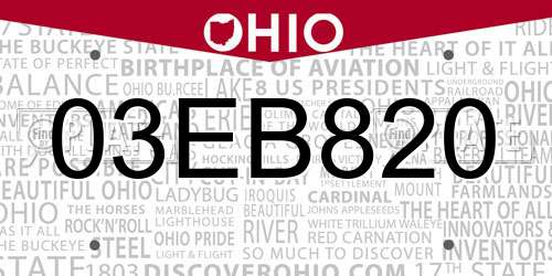03EB820 Ohio License Plate