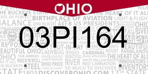 03PI164 Ohio License Plate