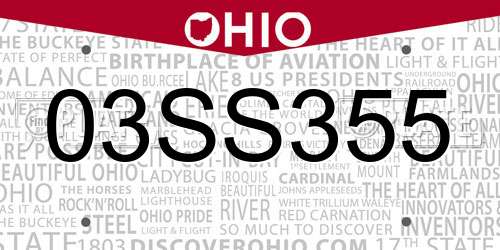 03SS355 Ohio License Plate