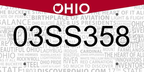 03SS358 Ohio License Plate
