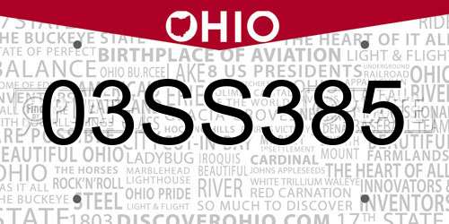 03SS385 Ohio License Plate