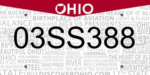 03SS388 Ohio License Plate