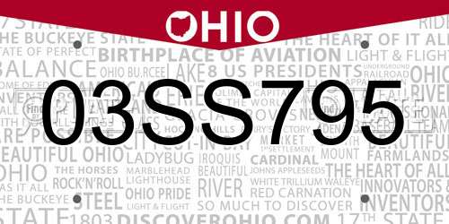 03SS795 Ohio License Plate