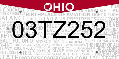 03TZ252 Ohio License Plate