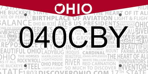 040CBY Ohio License Plate