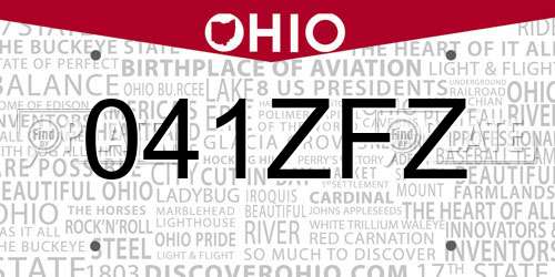 041ZFZ Ohio License Plate