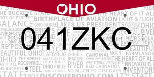 041ZKC Ohio License Plate