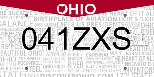 041ZXS Ohio License Plate