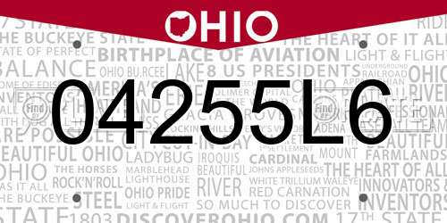 04255L6 Ohio License Plate