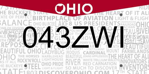 043ZWI Ohio License Plate
