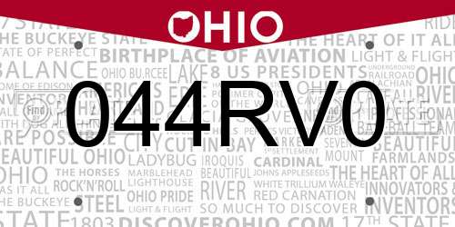 044RV0 Ohio License Plate