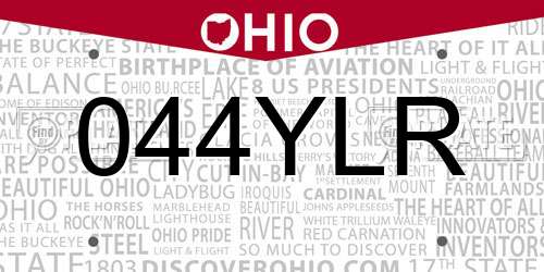 044YLR Ohio License Plate